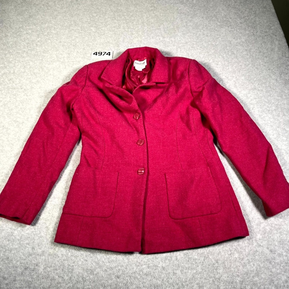 Newport News Blazer Jacket Womens 10 Red Wool Single Breasted Formal Business
